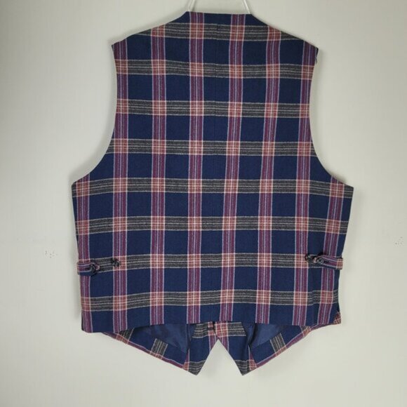 Allen Edmonds Plaid Wool Vest Size 42L Classic Preppy Tweed Vintage Style - Picture 5 of 11